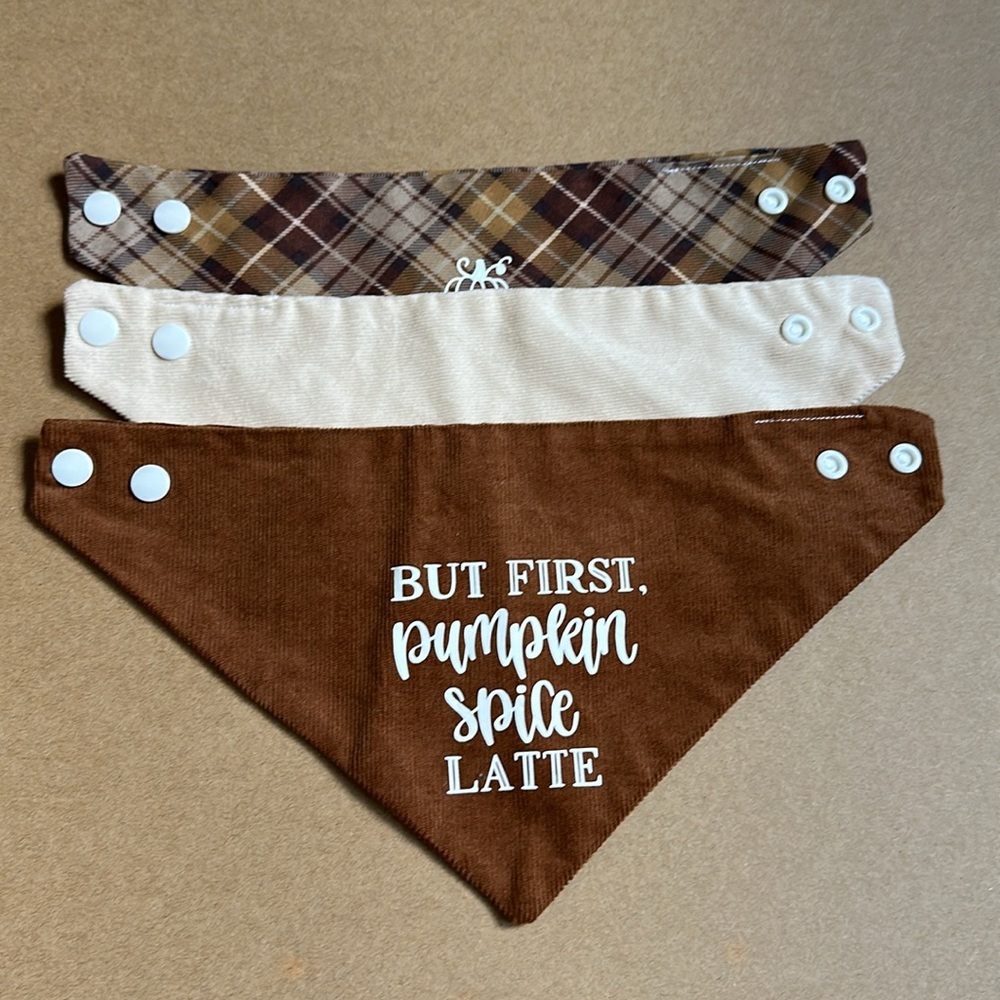 Brown and Cream Fall Autumn Dog Bandana Set XS